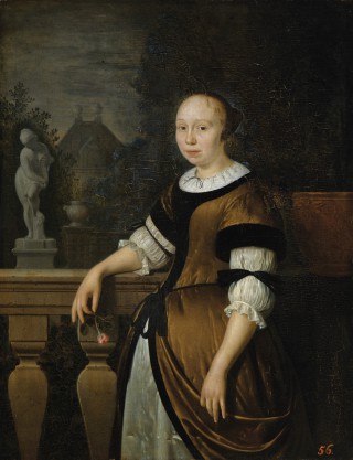 Portrait of a Young Woman Holding a Rose - 1