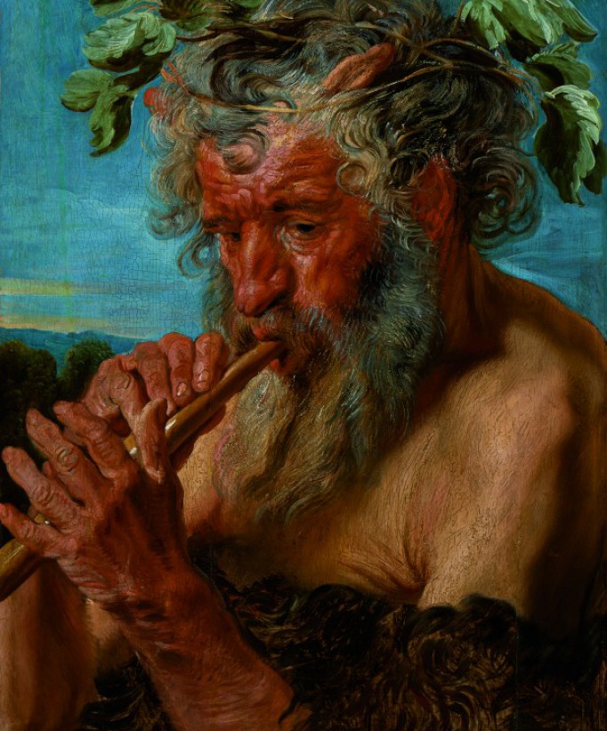 Obraz przedstawiający Satyra grającego na flecie.