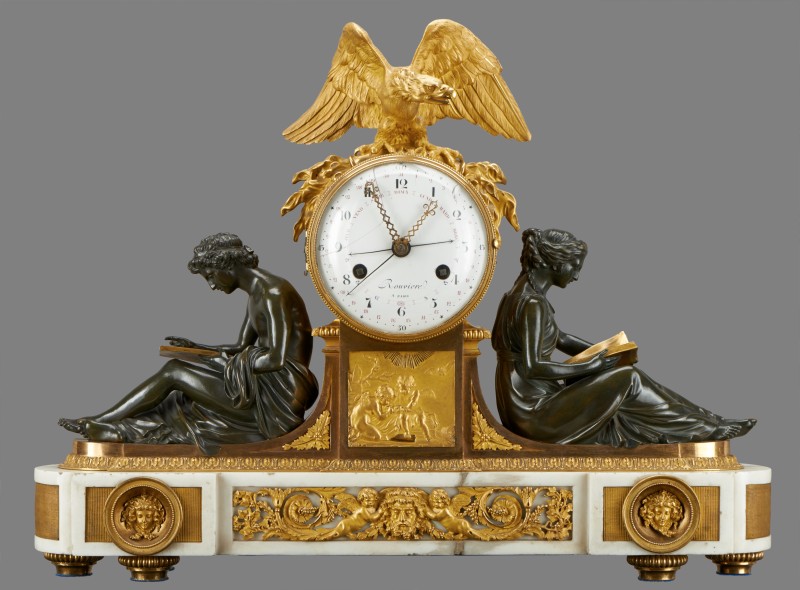 Zegar wahadłowy z personifikacjami Nauki i Fiozofii