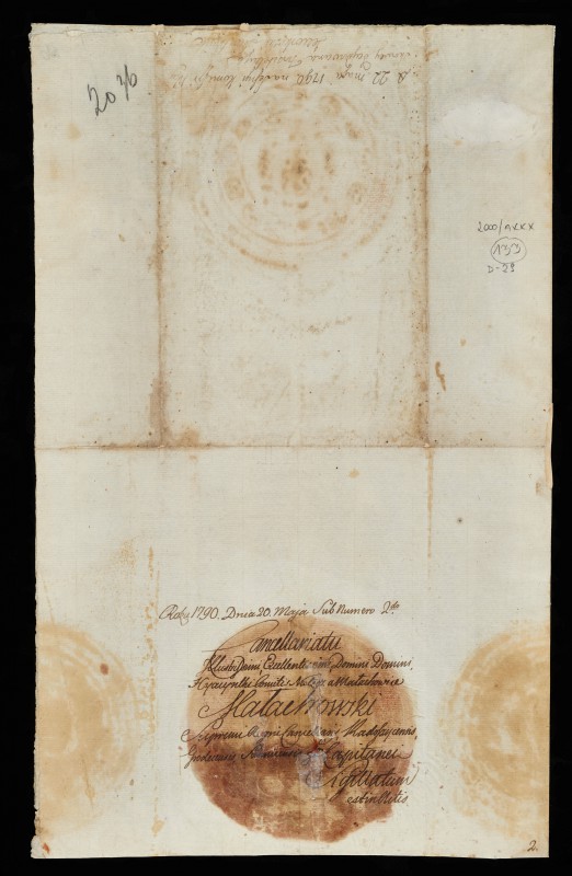 Patent na szarżę Sztab-Rotmistrza dla Andrzeja Mietelskiego z odręcznym podpisem króla