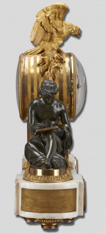 Pendulum clock with personifications of science and philosophy