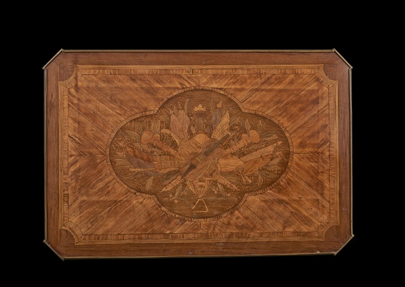Inlaid table with a display of musical instruments in the Louis XVI style