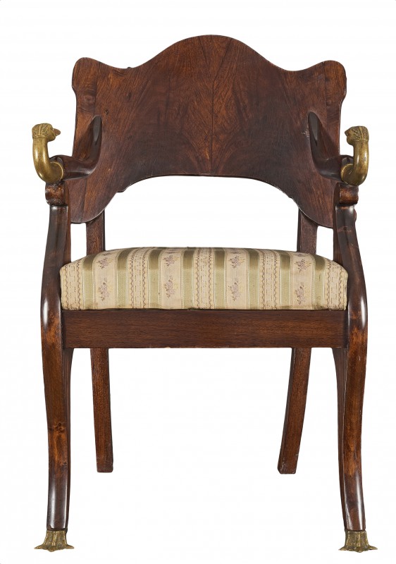 Empire armchair with heron motif