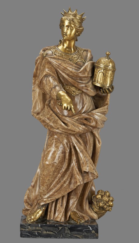 Allegorical statue: Europe holding a model of a temple