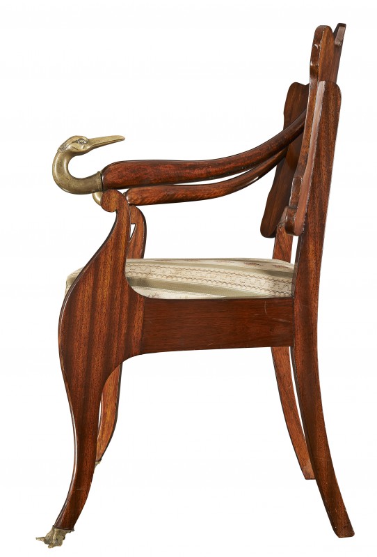 Empire armchair with heron motif