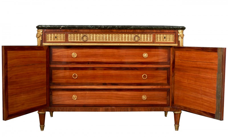 Louis XVI commode with drawer, for playing backgammon