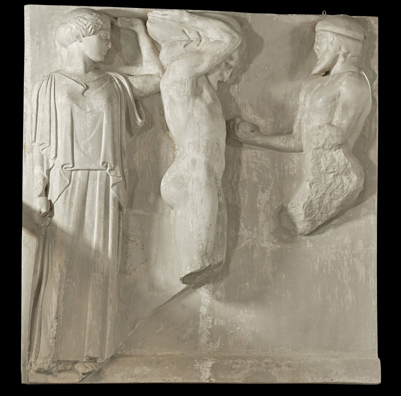 Hecules and Atlas. Metope of the temple of Zeus at Olympia