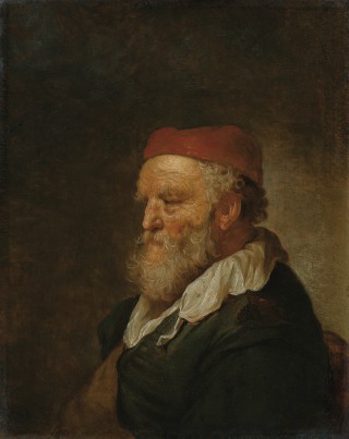 Portret starca w czerwonej czapce - 1