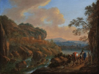 Italianate Mountainous Landscape with Sunset