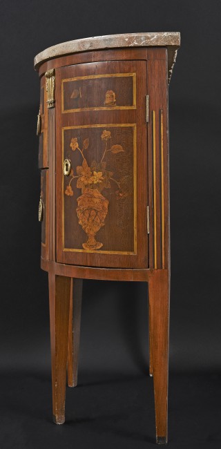 Komódka półokrągła z marmurowym blatem w stylu Ludwika XVI - 2