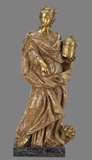Allegorical statue: Europe holding a model of a temple - 1