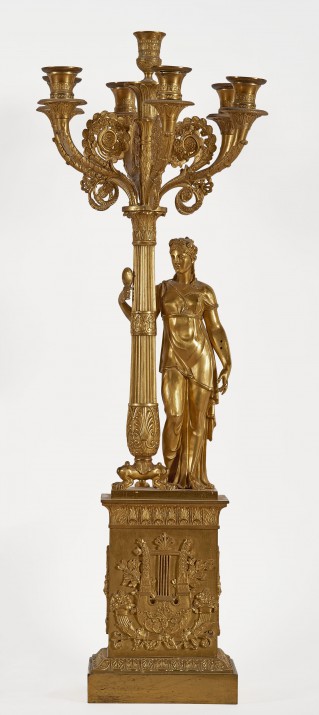 Seven-sconce candelabra in the form of tree and column with figure of woman in all’antica robe - 1