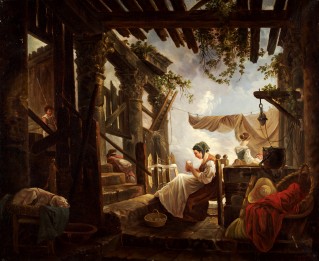 Mieszkanie włoskie wśród ruin (Prządka włoska)