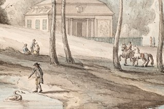 Widok północnej części ogrodu łazienkowskiego z mostem Agrykoli i pomnikiem Jana III - 3