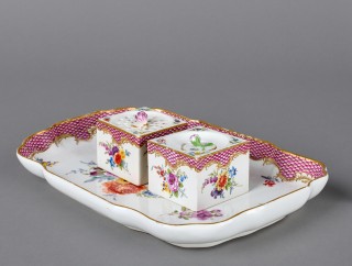 Inkstand: tray, inkwell, pounce pot - 2