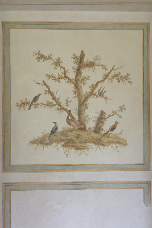 Sypialnia - fragment dekoracji ściennej malowanej przez Jana Ścisło.