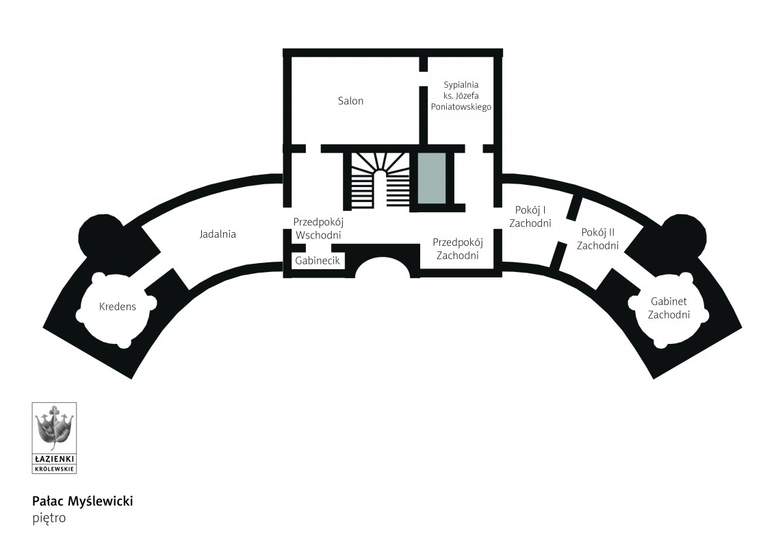 Wyrysowany plan Pałacu Myślewickiego.
