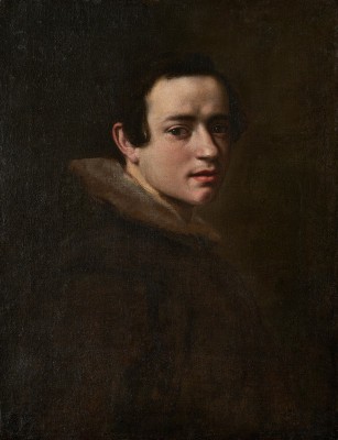 Obraz przedstawiający młodego mężczyznę w stroju z epoki. 