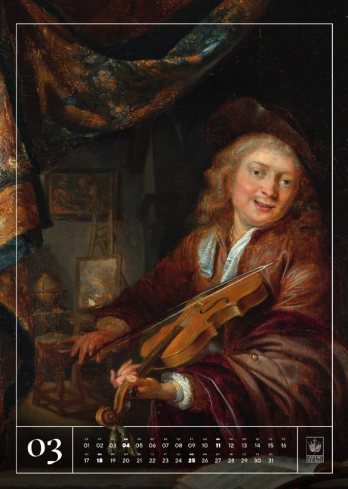 Obraz przedstawiający mężczyznę grającego na skrzypcach.