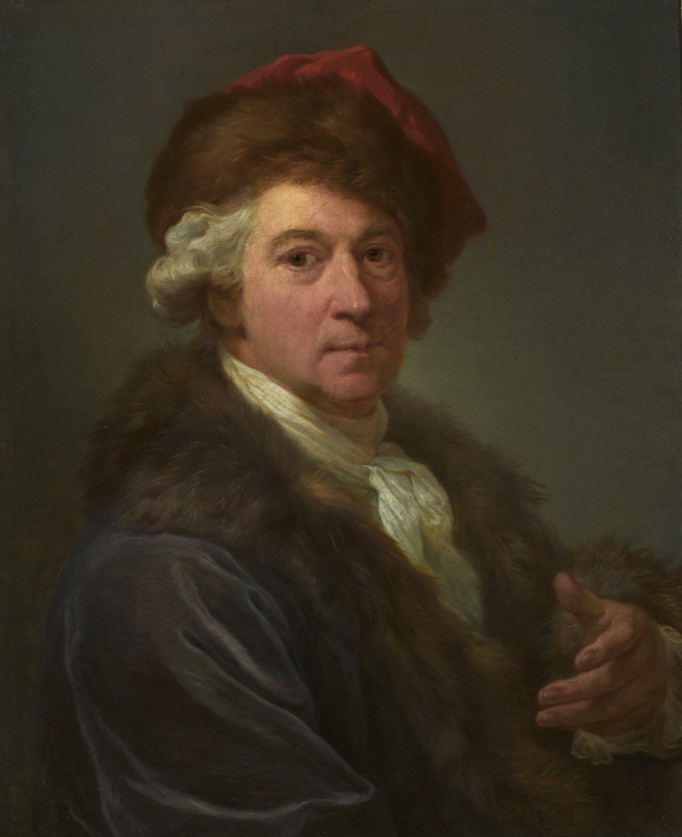 Portret Marcello Bacciarellego, artysta ma na głowie czerwone nakrycie.