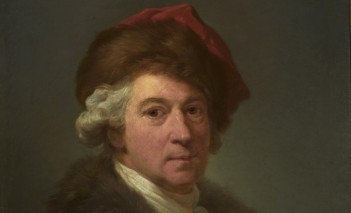 Portret Marcello Bacciarellego, artysta ma na głowie czerwone nakrycie.