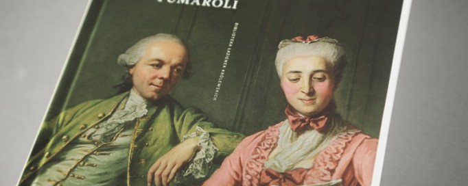 Okładka książki, na której widoczni są mężczyzna i kobieta w strojach z epoki.