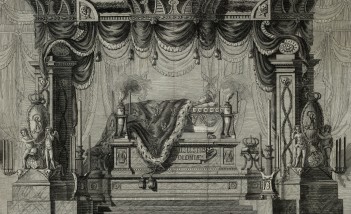 Rysunek przedstawiający króla Stanisława Augusta leżącego w petersburskim Pałacu Marmurowym.
