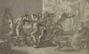 Obrazek przedstawiający bójkę w barze. 