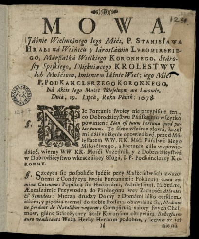 Strona ze starej księgi, zapisana dawnym drukiem. 